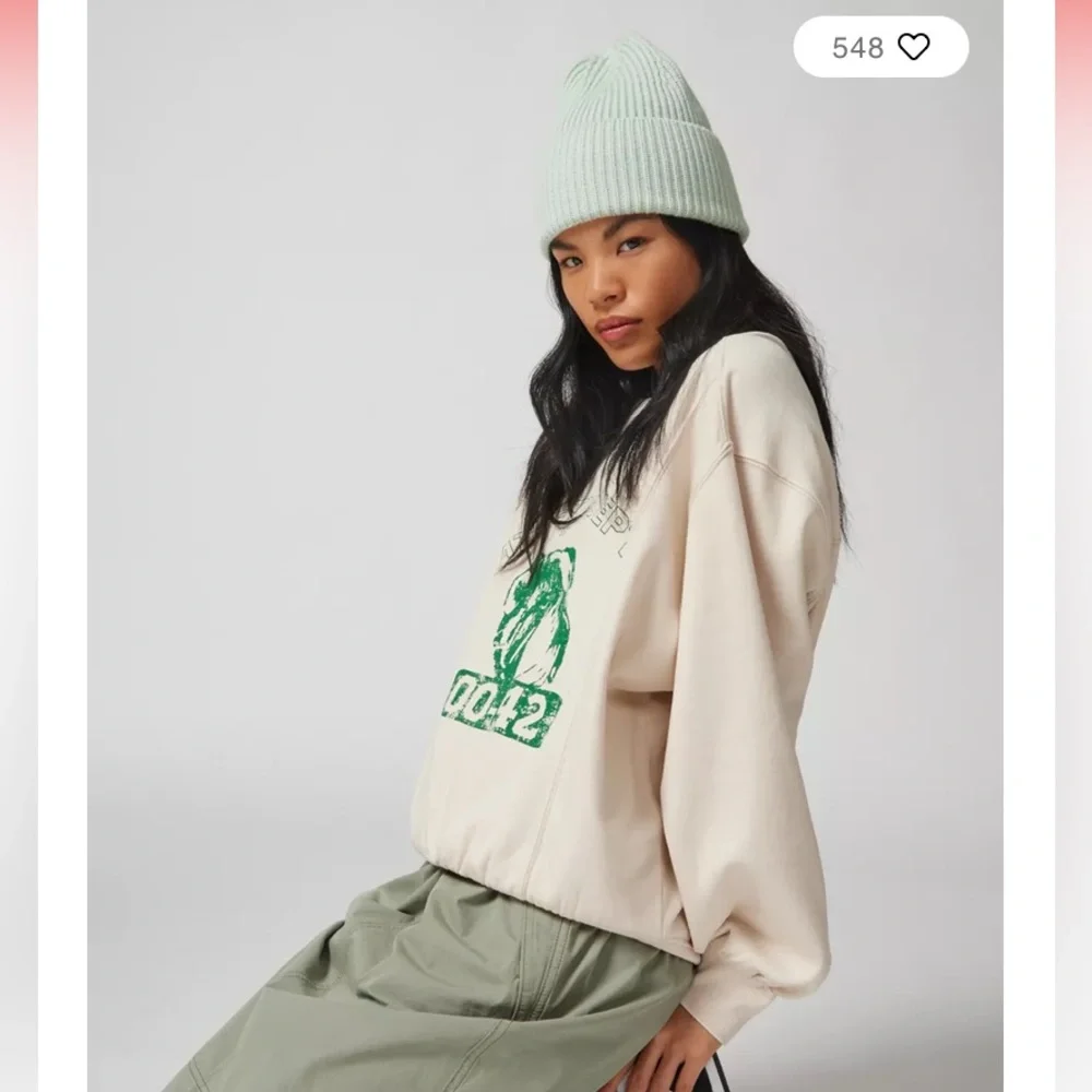UO Khloe Ribbed Beanie in Ivory